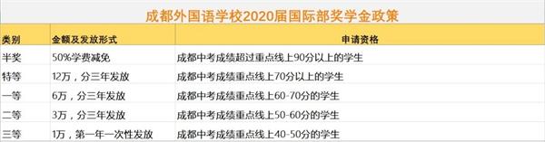 成都外國語學(xué)校國際高中獎學(xué)金政策